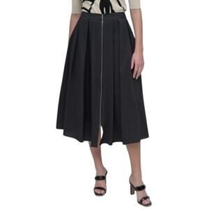 DKNY Women's Zip-Front Parachute Midi Skirt in Black